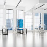 Modern,Empty,Elegant,Office,With,Windows,And,Workplaces.,Mixed,Media